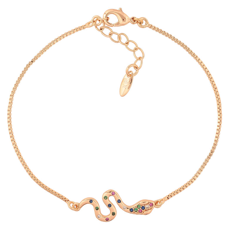 Браслет Xuping M&L Цвет 18K Змейка с разноцветными кристаллами» длинна с доп.цепочкой 18-21см х 1мм фото №1