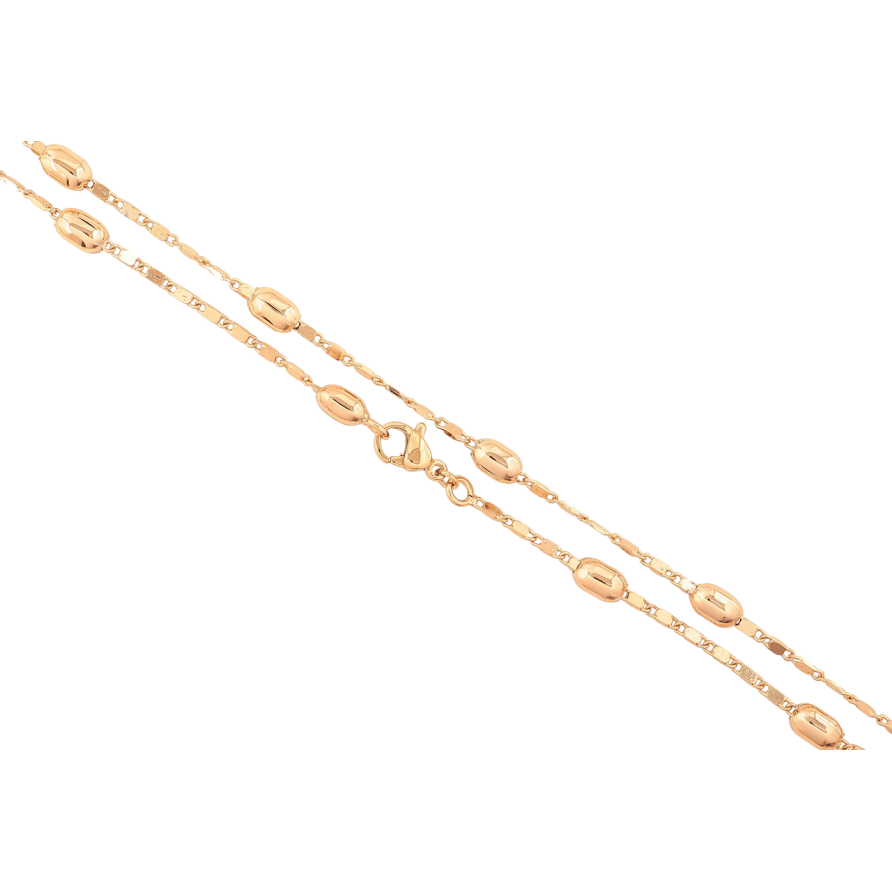 Ланцюжок Xuping Позолота 18K «Плетіння Морський ланцюг перекручений з намистинами» довжина 45см х 2-4мм фото №1