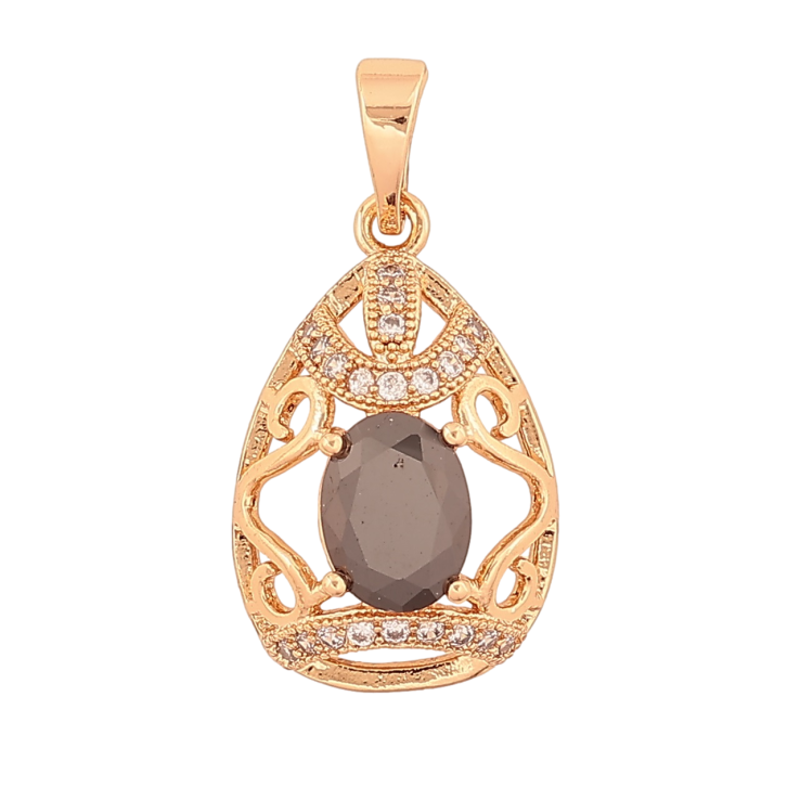 Кулон Xuping Позолота 18K «Різьблена крапля з чорним кристалом» для ланцюжка до 5мм фото №18 Кулон Xuping Позолота 18K «Різьблена крапля з чорним кристалом» для ланцюжка до 5мм фото №18