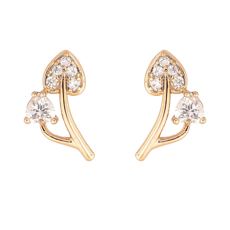Серьги Xuping Позолота 18K пусеты Кристальные листики фото №1 Серьги Xuping Позолота 18K пусеты Кристальные листики фото №1