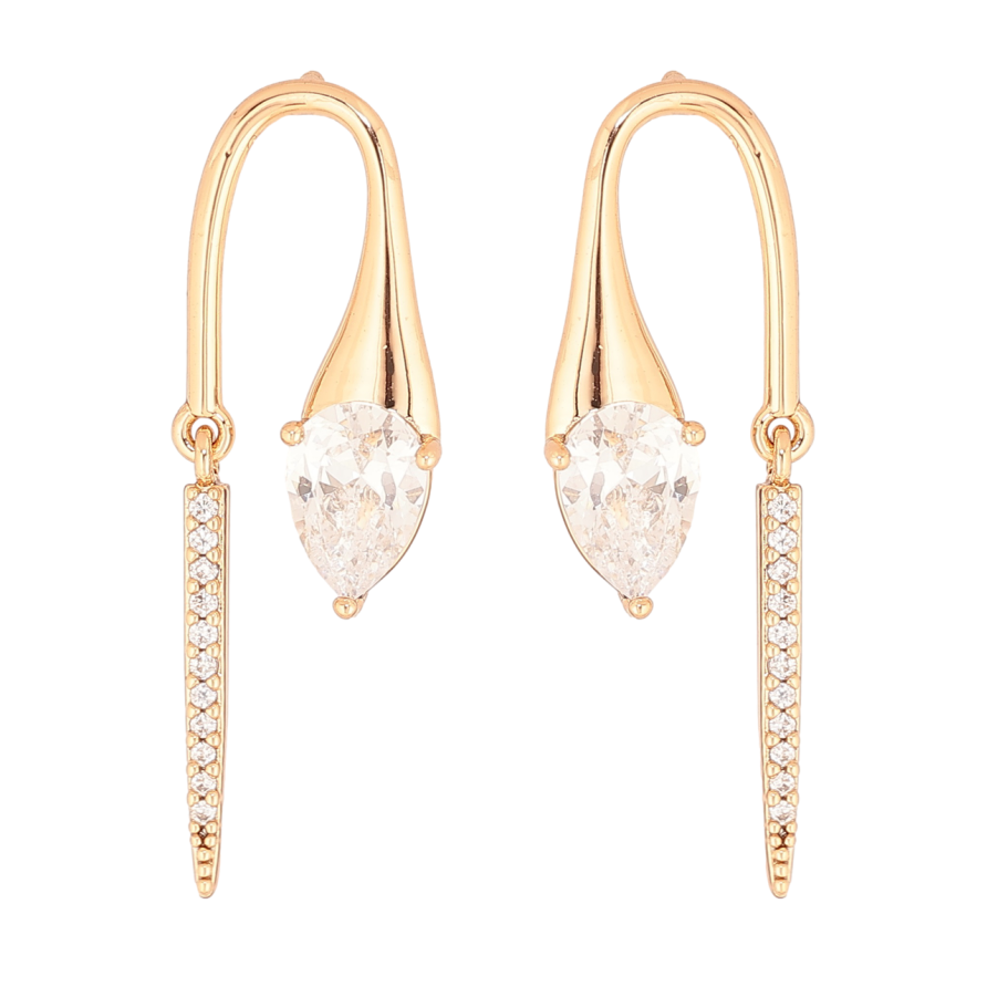 Серьги Xuping Позолота 18K пусеты Кристальные подвески фото №1 Серьги Xuping Позолота 18K пусеты Кристальные подвески фото №1