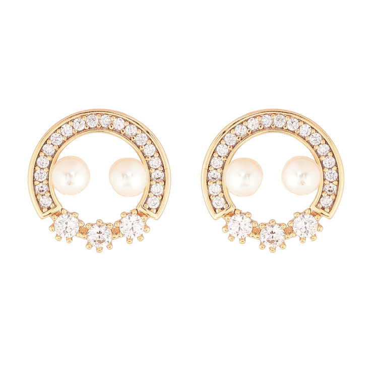 Серьги Xuping Позолота 18K пусеты Кристальные колечки с жемчужинами фото №11 Серьги Xuping Позолота 18K пусеты Кристальные колечки с жемчужинами фото №11