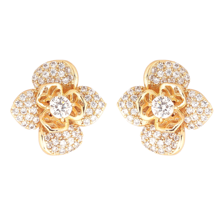 Серьги Xuping Позолота 18K пусеты Цветочки с инкрустацией кристаллами фото №15 Серьги Xuping Позолота 18K пусеты Цветочки с инкрустацией кристаллами фото №15
