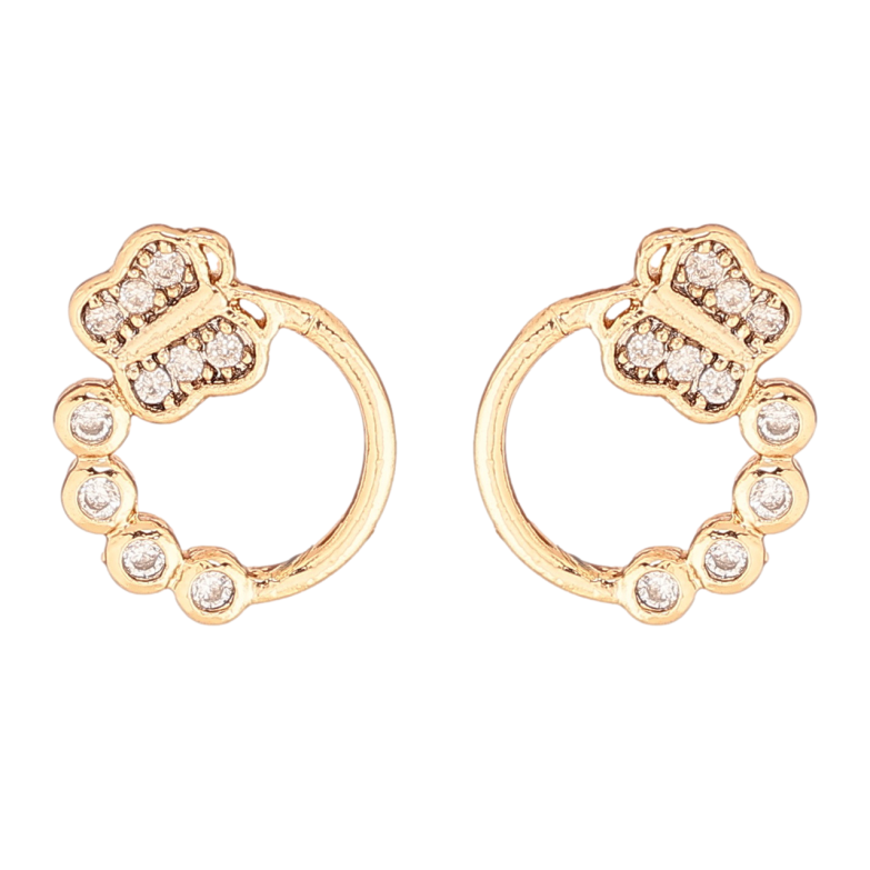 Сережки Xuping Позолота 18K пусети «Колечка з метеликами» фото №2 Сережки Xuping Позолота 18K пусети «Колечка з метеликами» фото №2