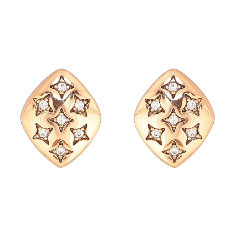 Серьги Xuping Позолота 18K пусеты Ромбы с звездным узором фото №3 Серьги Xuping Позолота 18K пусеты Ромбы с звездным узором фото №3