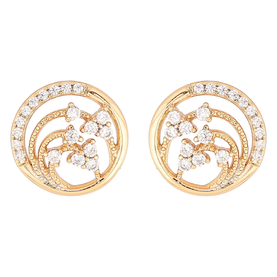 Серьги Xuping Позолота 18K пусеты Колечки с кристальным узором фото №1 Серьги Xuping Позолота 18K пусеты Колечки с кристальным узором фото №1