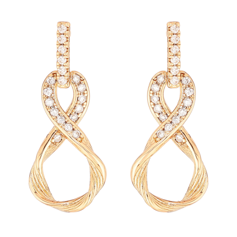Серьги Xuping Позолота 18K пусеты Подвески восьмерки с кристаллами фото №3 Серьги Xuping Позолота 18K пусеты Подвески восьмерки с кристаллами фото №3