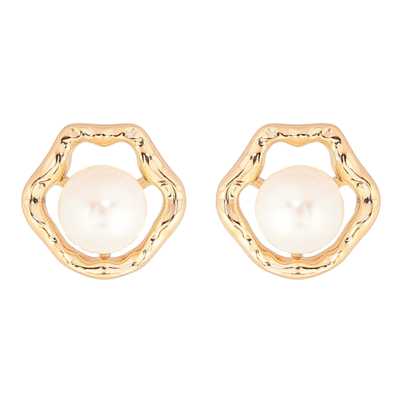 Сережки Xuping Позолота 18K пусети «Перлини у фігурній оправі» фото №3 Сережки Xuping Позолота 18K пусети «Перлини у фігурній оправі» фото №3