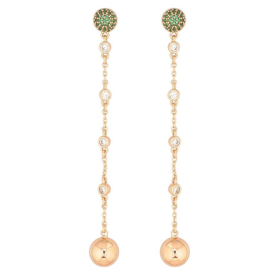 Серьги Xuping Позолота 18K пусеты Декоративные подвески с зелеными кристаллами фото №1 Серьги Xuping Позолота 18K пусеты Декоративные подвески с зелеными кристаллами фото №1
