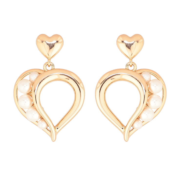 Серьги Xuping Позолота 18K пусеты Сердечки с жемчужинами фото №4 Серьги Xuping Позолота 18K пусеты Сердечки с жемчужинами фото №4