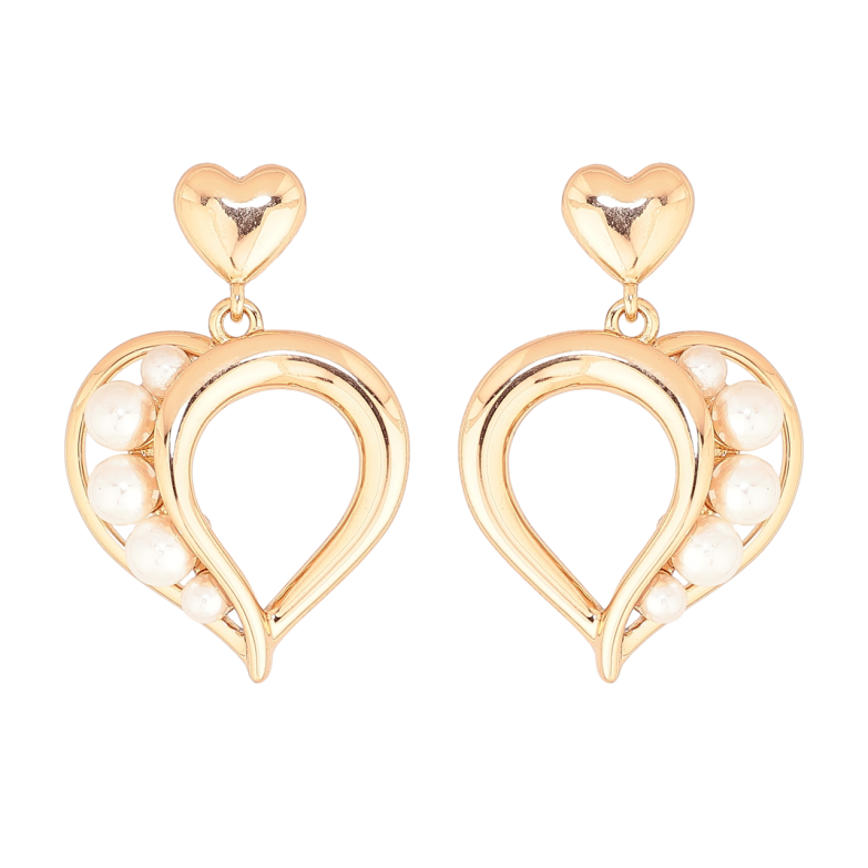 Сережки Xuping Позолота 18K пусети «Сердечка з перлинами» фото №2 Сережки Xuping Позолота 18K пусети «Сердечка з перлинами» фото №2