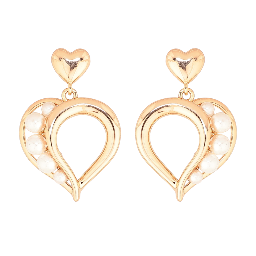 Сережки Xuping Позолота 18K пусети «Сердечка з перлинами» фото №1 Сережки Xuping Позолота 18K пусети «Сердечка з перлинами» фото №1