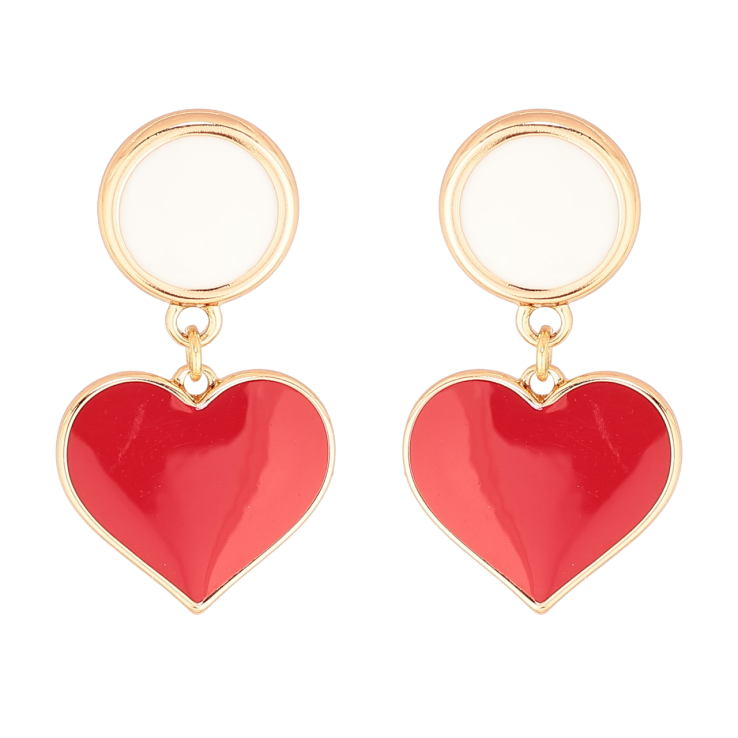 Серьги Xuping Позолота 18K пусеты Подвески сердечки с красно-белой эмалью фото №6 Серьги Xuping Позолота 18K пусеты Подвески сердечки с красно-белой эмалью фото №6