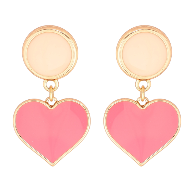 Серьги Xuping Позолота 18K пусеты Подвески сердечки с розово-бежевой эмалью фото №4 Серьги Xuping Позолота 18K пусеты Подвески сердечки с розово-бежевой эмалью фото №4