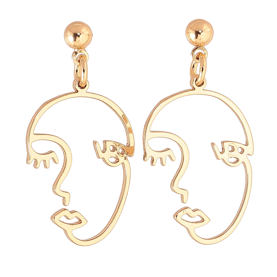 Серьги Xuping Позолота 18K пусеты Подвески лица на одну сторону фото №1