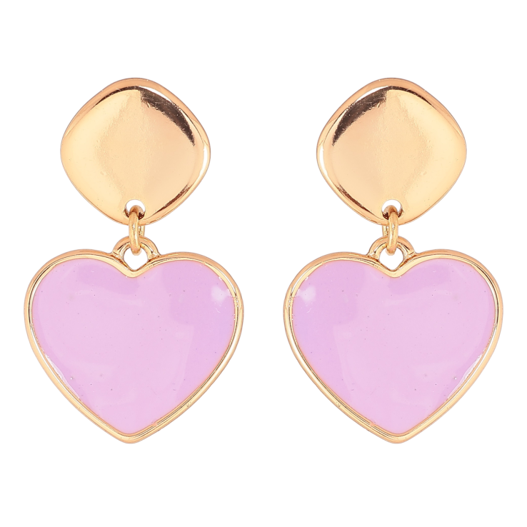 Серьги Xuping Позолота 18K пусеты Подвески сердечки с сиреневой эмалью фото №15 Серьги Xuping Позолота 18K пусеты Подвески сердечки с сиреневой эмалью фото №15