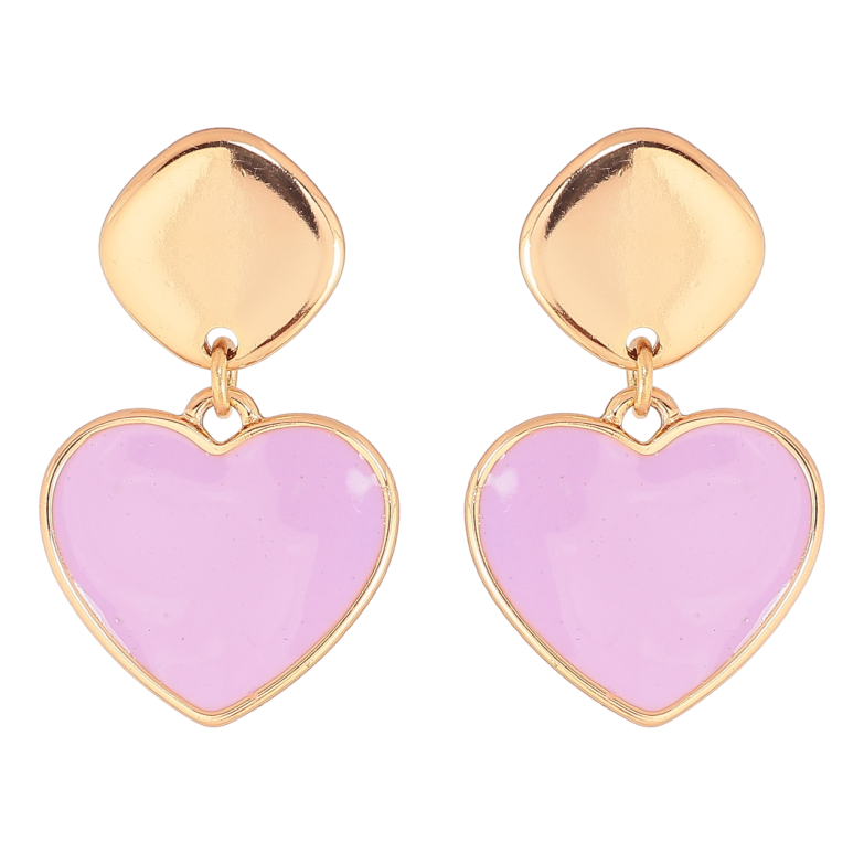 Сережки Xuping Позолота 18K пусети «Підвіски сердечка з бузковою емаллю» фото №2