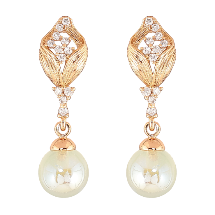 Серьги Xuping Позолота 18K пусеты Подвески с мятными жемчужинами и кристальными бутонами фото №16 Серьги Xuping Позолота 18K пусеты Подвески с мятными жемчужинами и кристальными бутонами фото №16