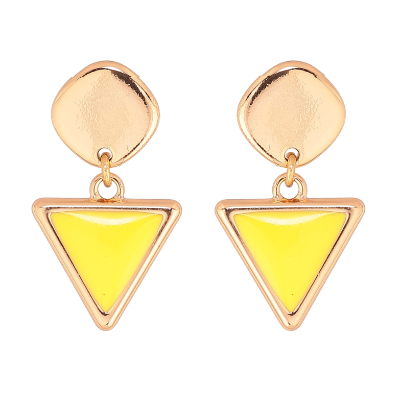 Серьги Xuping Позолота 18K пусеты Треугольные подвески с желтой эмалью фото №1