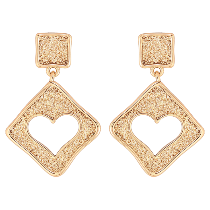 Серьги Xuping Позолота 18K пусеты Ромбовые подвески с сердечками фото №24