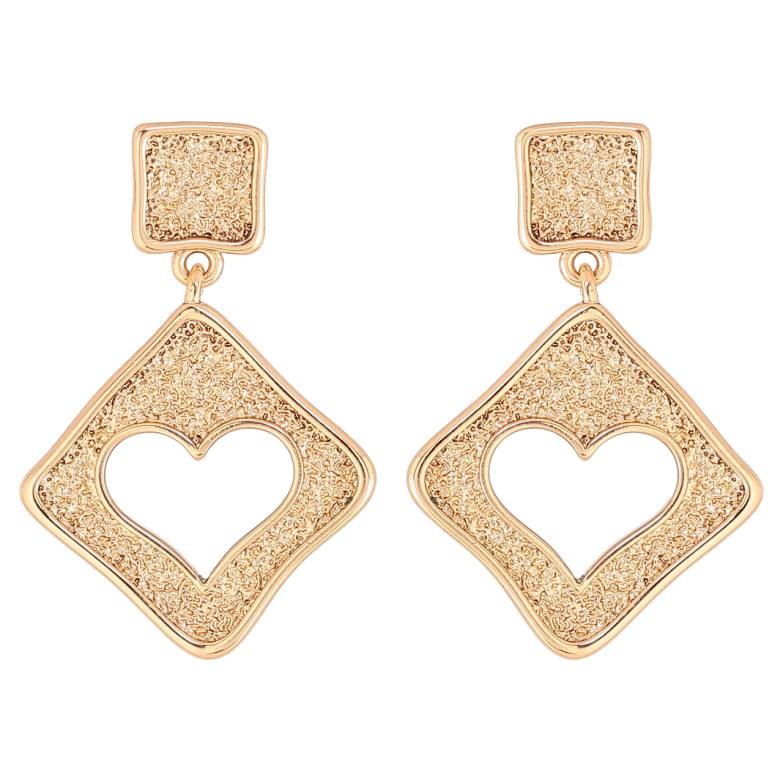 Серьги Xuping Позолота 18K пусеты Ромбовые подвески с сердечками фото №4
