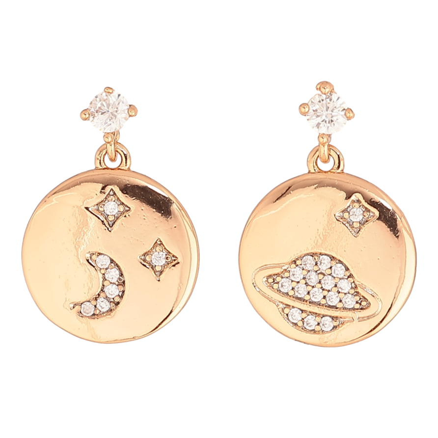 Серьги Xuping Позолота 18K пусеты Ассиметричные подвески космос фото №1 Серьги Xuping Позолота 18K пусеты Ассиметричные подвески космос фото №1