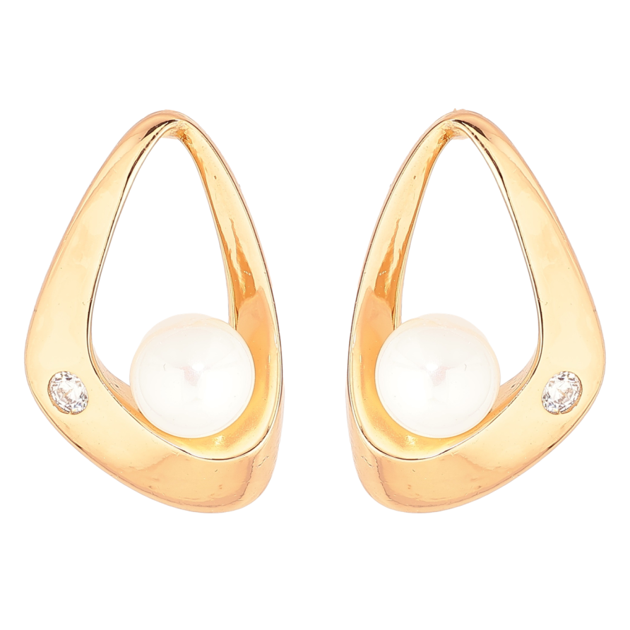 Серьги Xuping Позолота 18K пусеты Узор с кристаллом и жемчужиной фото №1 Серьги Xuping Позолота 18K пусеты Узор с кристаллом и жемчужиной фото №1