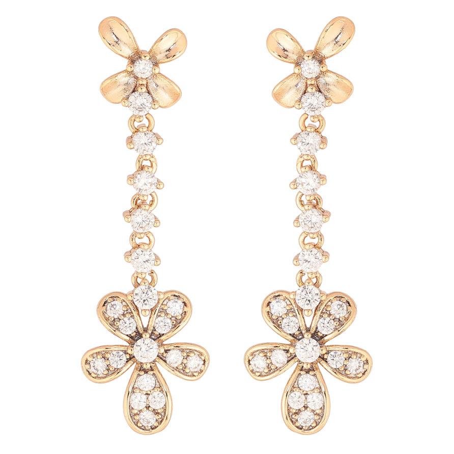 Серьги Xuping Позолота 18K пусеты Кристальные цветочки фото №1