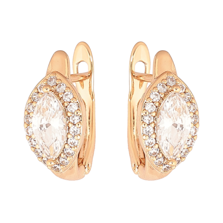 Серьги Xuping Позолота 18K английский замок Кристалл Маркиз в обрамлении фото №3 Серьги Xuping Позолота 18K английский замок Кристалл Маркиз в обрамлении фото №3