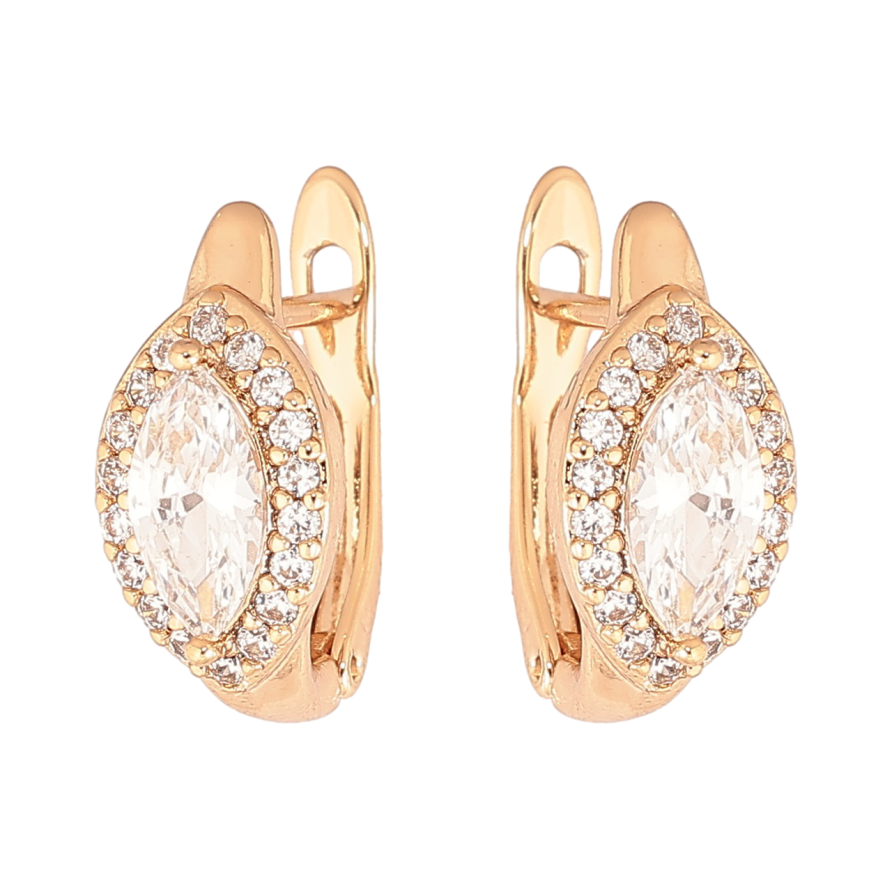 Серьги Xuping Позолота 18K английский замок Кристалл Маркиз в обрамлении фото №1 Серьги Xuping Позолота 18K английский замок Кристалл Маркиз в обрамлении фото №1