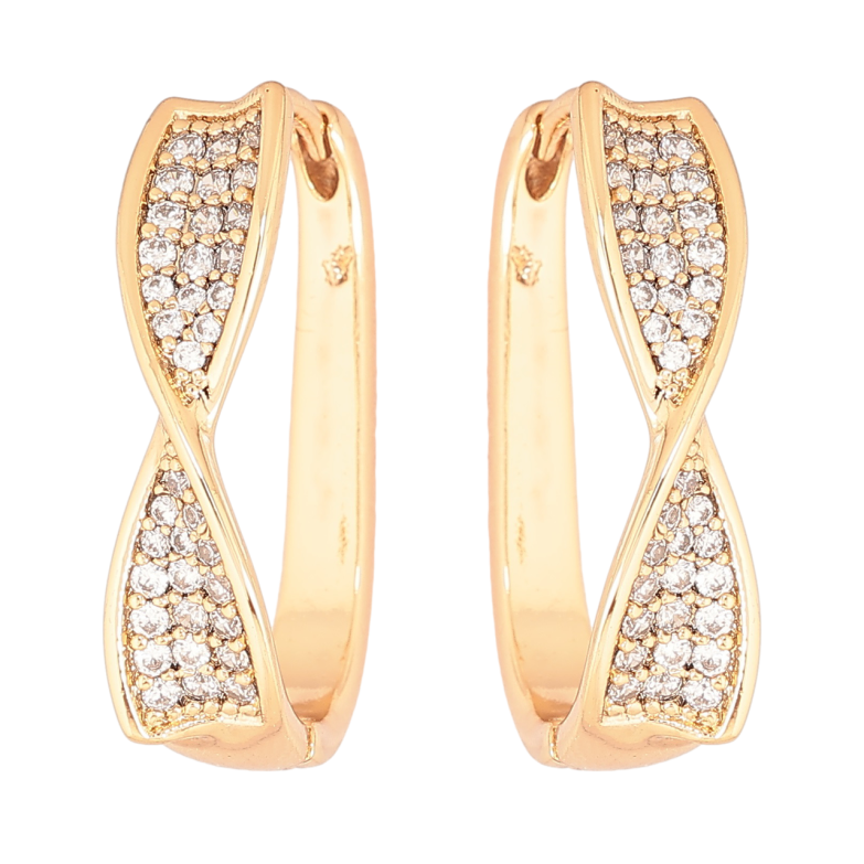 Серьги Xuping Позолота 18K колечки Узор с инкрустацией кристаллами фото №2 Серьги Xuping Позолота 18K колечки Узор с инкрустацией кристаллами фото №2