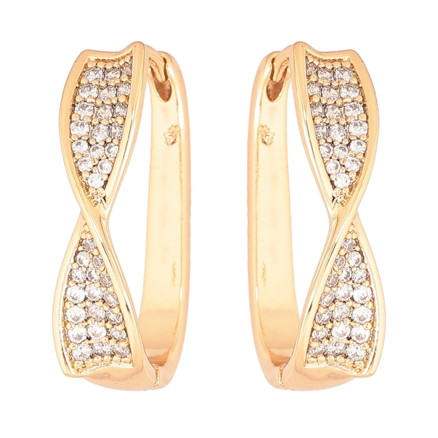 Серьги Xuping Позолота 18K колечки Узор с инкрустацией кристаллами фото №1 Серьги Xuping Позолота 18K колечки Узор с инкрустацией кристаллами фото №1