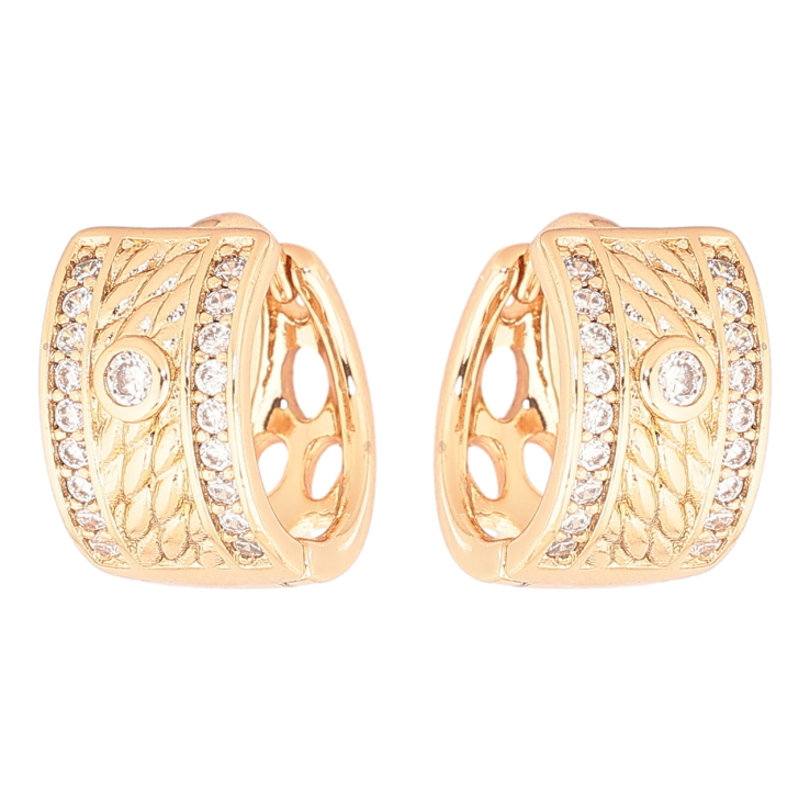 Серьги Xuping Позолота 18K колечки Декоративный узор с дорожками кристаллов фото №24