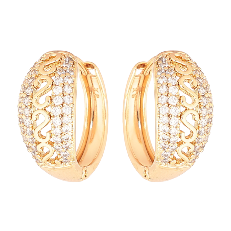 Серьги Xuping Позолота 18K колечки Узор синкрустацией кристаллами фото №25 Серьги Xuping Позолота 18K колечки Узор синкрустацией кристаллами фото №25