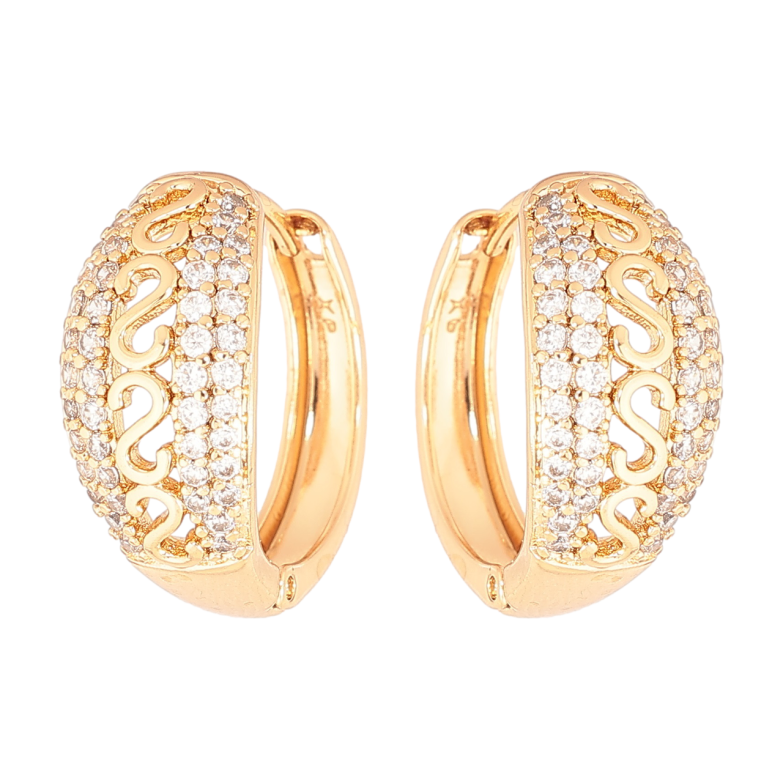 Сережки Xuping Позолота 18K колечка «Візерунок з інкрустацією кристалами» фото №3 Сережки Xuping Позолота 18K колечка «Візерунок з інкрустацією кристалами» фото №3