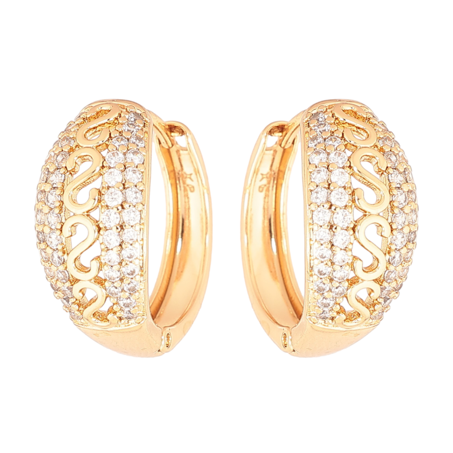 Серьги Xuping Позолота 18K колечки Узор синкрустацией кристаллами фото №1 Серьги Xuping Позолота 18K колечки Узор синкрустацией кристаллами фото №1
