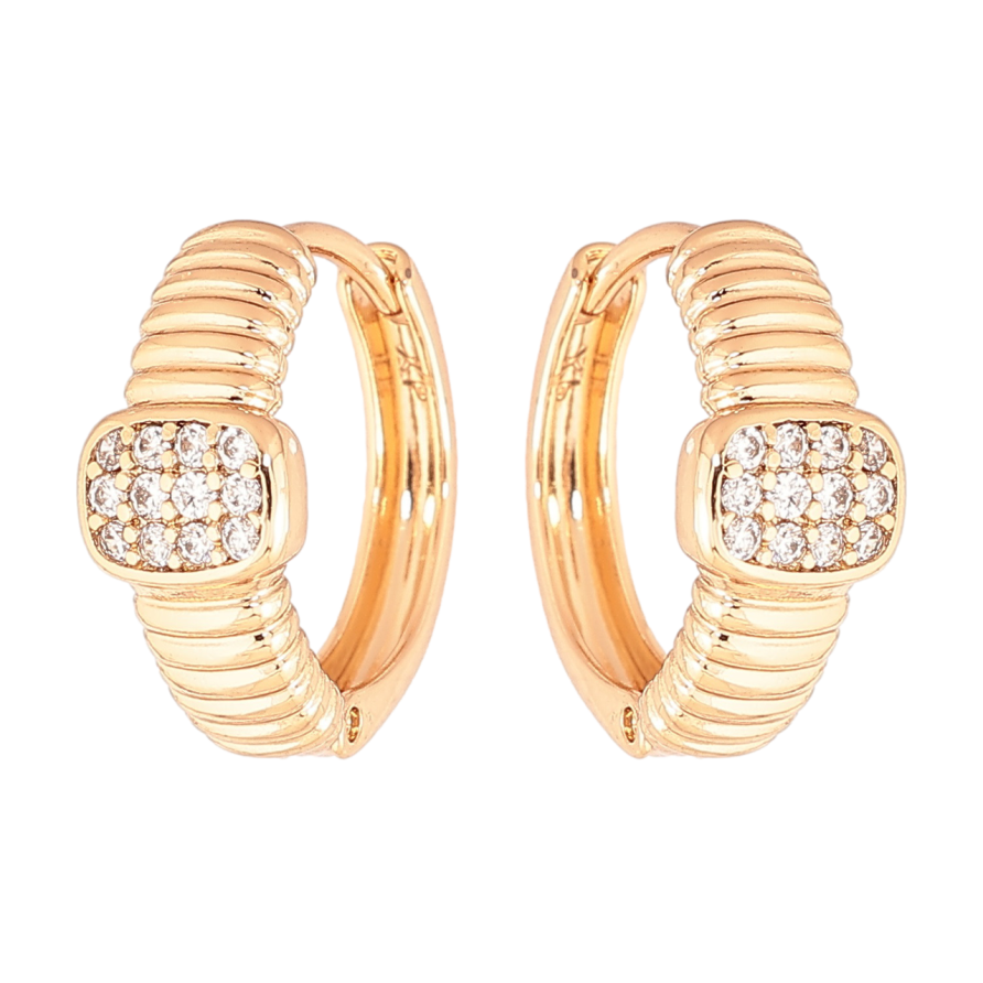Сережки Xuping Позолота 18K колечка «Візерунок з інкрустацією кристалами» фото №1 Сережки Xuping Позолота 18K колечка «Візерунок з інкрустацією кристалами» фото №1