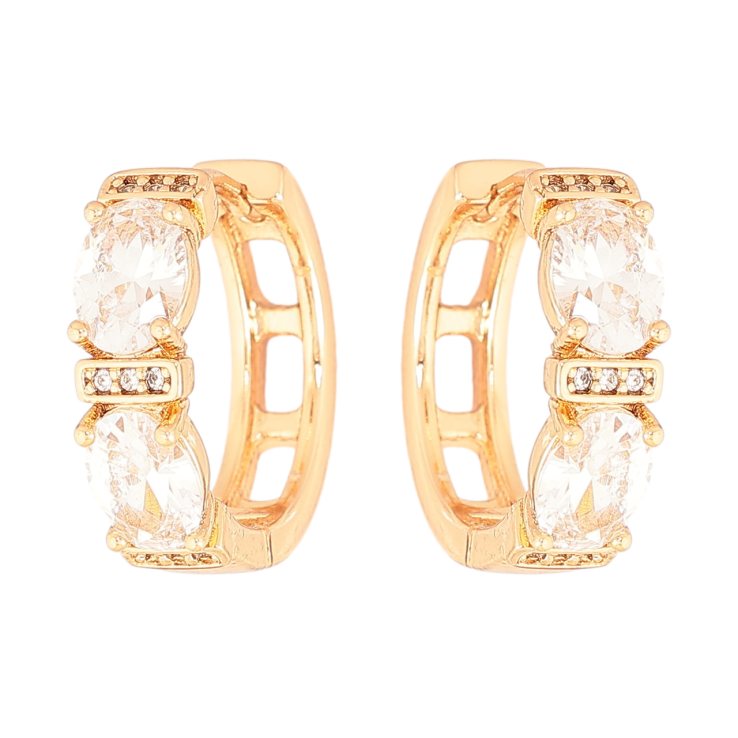 Серьги Xuping Позолота 18K колечки Узор с кристаллами фото №3 Серьги Xuping Позолота 18K колечки Узор с кристаллами фото №3