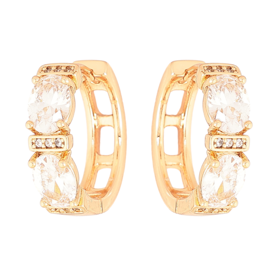 Серьги Xuping Позолота 18K колечки Узор с кристаллами фото №1