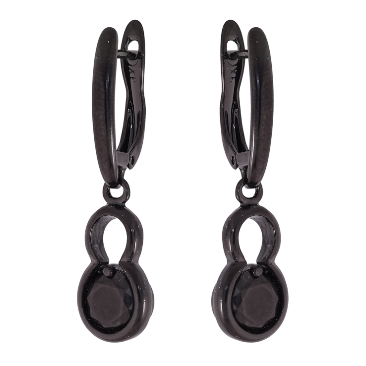 Серьги Xuping Позолота Black (черное золото) английский замок Подвески с черными кристаллами фото №18