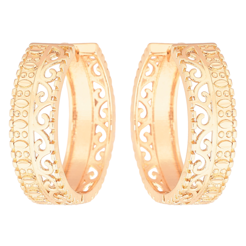 Сережки Xuping M&L Колір 18K колечка «Різьблений візерунок» фото №1 Сережки Xuping M&L Колір 18K колечка «Різьблений візерунок» фото №1