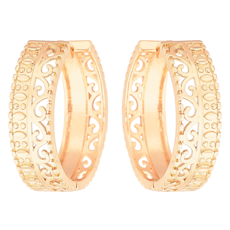 Сережки Xuping M&L Колір 18K колечка «Різьблений візерунок» фото №1 Сережки Xuping M&L Колір 18K колечка «Різьблений візерунок» фото №1