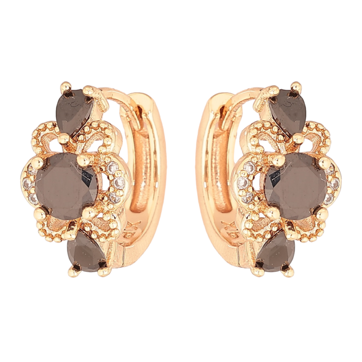 Сережки Xuping M&L Колір 18K колечка «Візерунок з чорними кристалами» фото №20 Сережки Xuping M&L Колір 18K колечка «Візерунок з чорними кристалами» фото №20