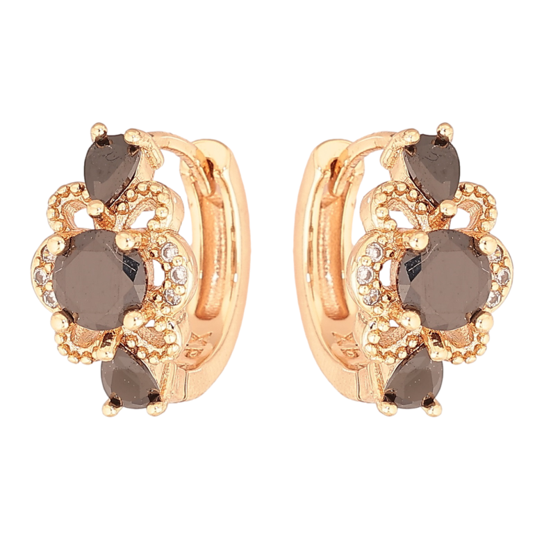 Сережки Xuping M&L Колір 18K колечка «Візерунок з чорними кристалами» фото №8 Сережки Xuping M&L Колір 18K колечка «Візерунок з чорними кристалами» фото №8