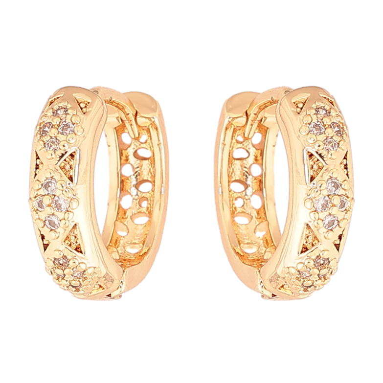Сережки Xuping M&L Колір 18K колечка «Візерунок з кристалами» фото №6 Сережки Xuping M&L Колір 18K колечка «Візерунок з кристалами» фото №6