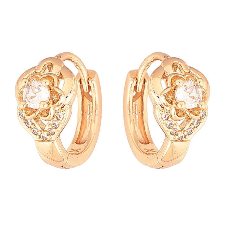 Сережки Xuping M&L Колір 18K колечка «Квіточки з кристалами» фото №13 Сережки Xuping M&L Колір 18K колечка «Квіточки з кристалами» фото №13