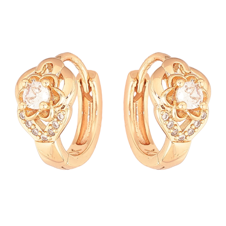 Сережки Xuping M&L Колір 18K колечка «Квіточки з кристалами» фото №4 Сережки Xuping M&L Колір 18K колечка «Квіточки з кристалами» фото №4