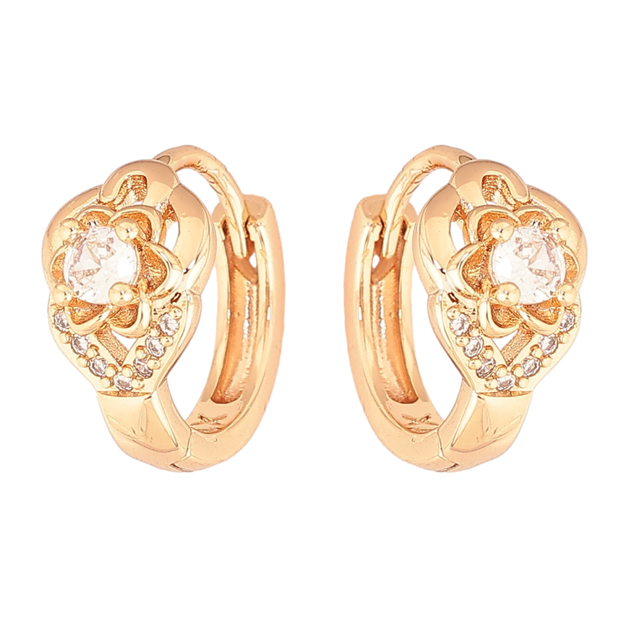 Серьги Xuping M&L Цвет 18K колечки Цветочки с кристаллами фото №1 Серьги Xuping M&L Цвет 18K колечки Цветочки с кристаллами фото №1