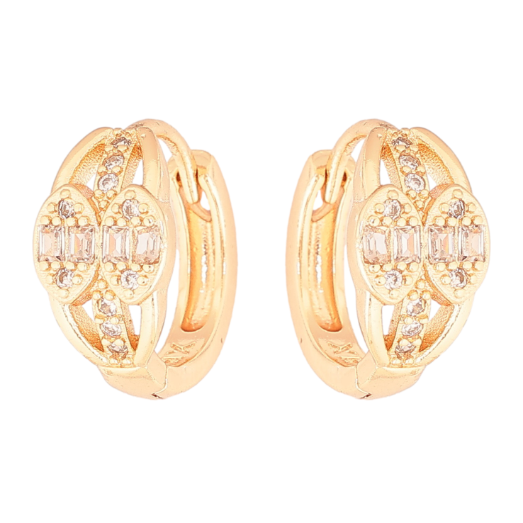 Сережки Xuping M&L Колір 18K колечка «Візерунок з кристалами» фото №2 Сережки Xuping M&L Колір 18K колечка «Візерунок з кристалами» фото №2