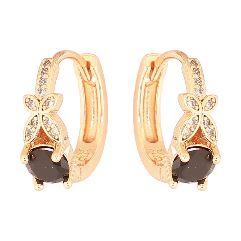Сережки Xuping M&L Колір 18K колечка «Візерунок з чорним кристалом» фото №1 Сережки Xuping M&L Колір 18K колечка «Візерунок з чорним кристалом» фото №1